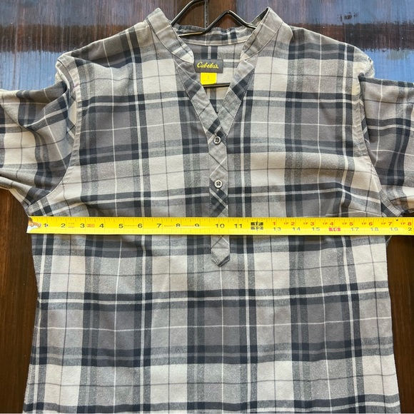 Cabela's Shirt Grey Plaid Tunic Pullover Woman’s Large Outdoors Casual Cotton - Picture 11 of 13